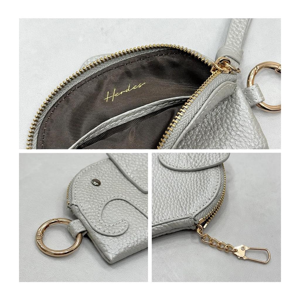 Giselle Women's Key Case, Smart Key Case, Genuine Leather, Elephant, Mini Wallet, Card Case,