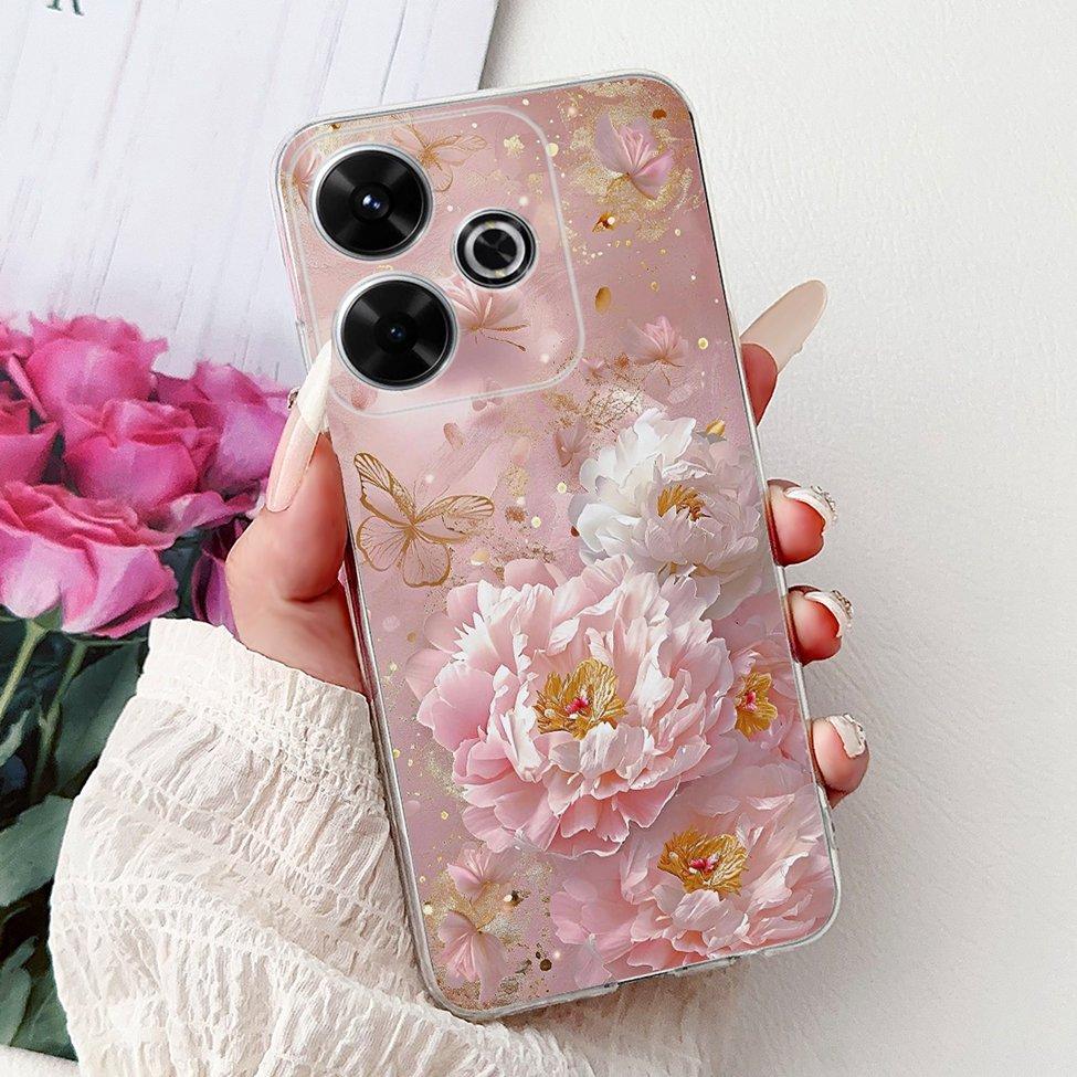 Clear Casing For Xiaomi Poco M6 Plus Cover For Xiaomi Poco M6 4G Case Luxury Butterfly Love Fashion Flowers Cool Lion Painted