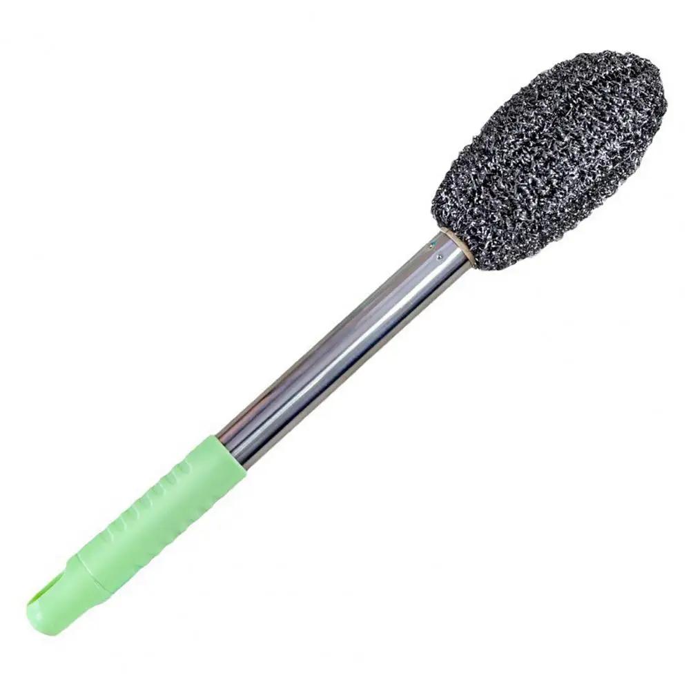 Stainless Steel Pot Brush with Long Handle, Steel Wire Ball Brush and Long Rod Cleaning Brush Dish Brush Kitchen Cleaning Tools