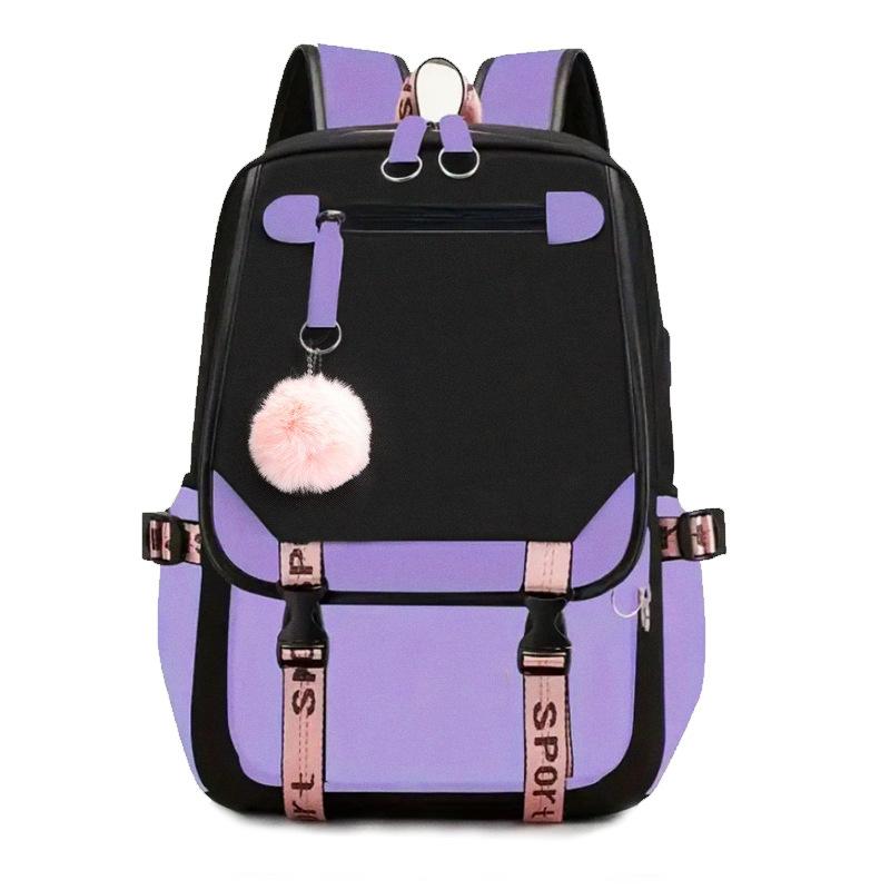 Casual Backpack For Outdoor Use Large Capacity Solid Color Simple Multi-Layer Laptop Bag For Junior High School Students