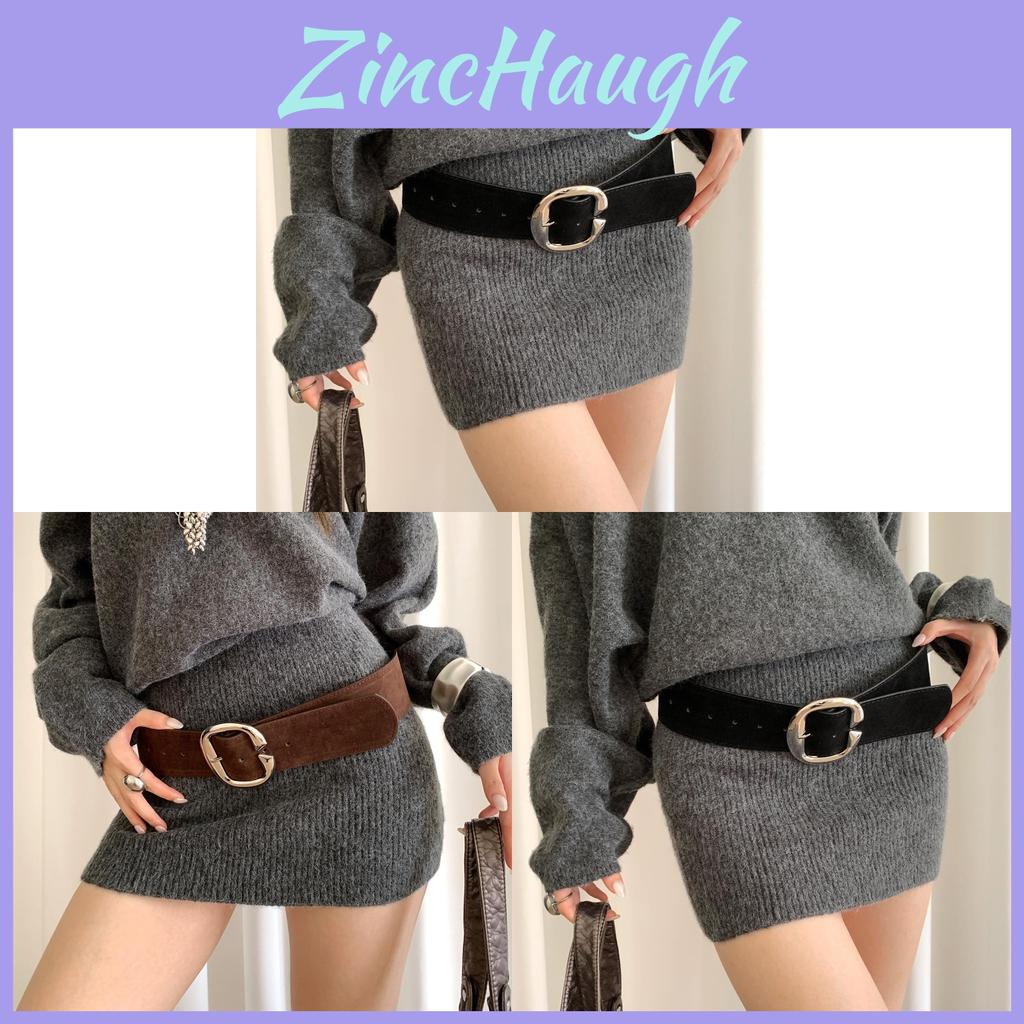 Elegant Pu Wide Belt For Women With Alloy Buckle For Dress And Jeans Styling