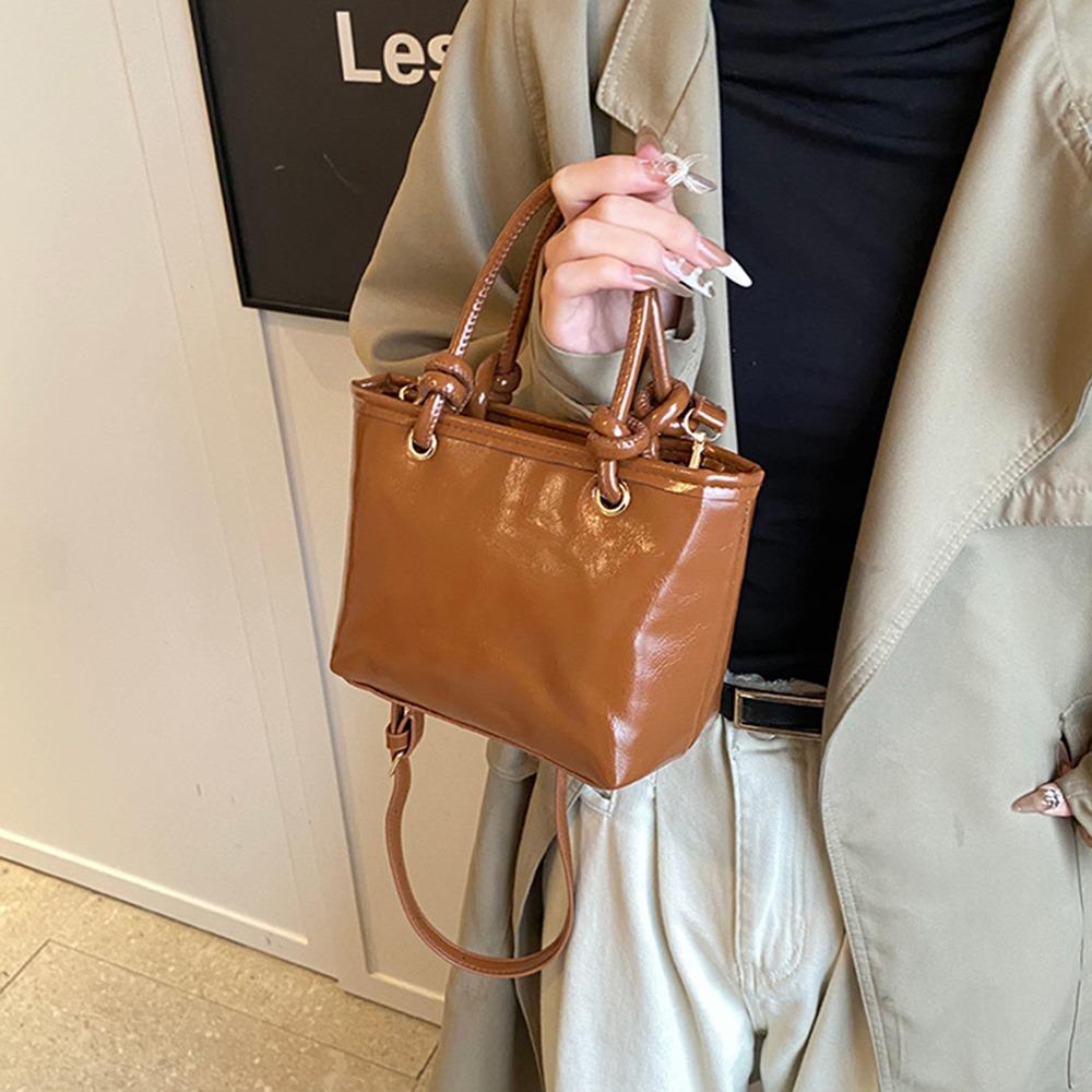 PU Leather Square Shoulder Bag Elegant Ladies Bucket Bag Casual Vintage Crossbody Bag  Outdoor
