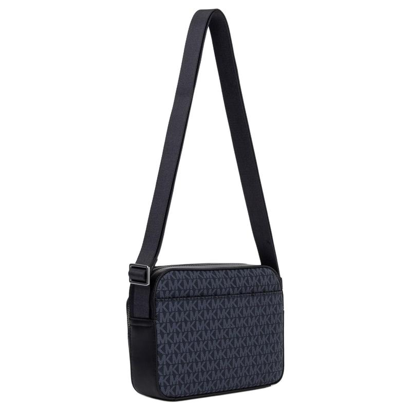 Michael Kors COOPER EW Logo Printed Shoulder Strap Adjustable Coated Canvas Shoulder Bag Men's Navy Blue