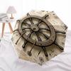 Nautical Wheel, Compass Themed Automatic Opening and Closing Umbrella, Brightly Colored 8-rib Portable Umbrella, Suitable for Men and Women,