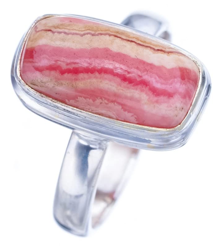 

StarGems® Natural Rhodochrosite Handmade 925 Sterling Silver Ring 9 F1878