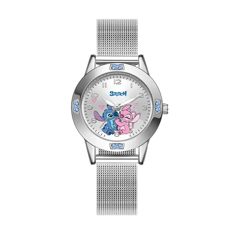 Disney Stitch Watches Cute Watches Various Styles Cartoon Diamond Decoration Leather Watches Gifts