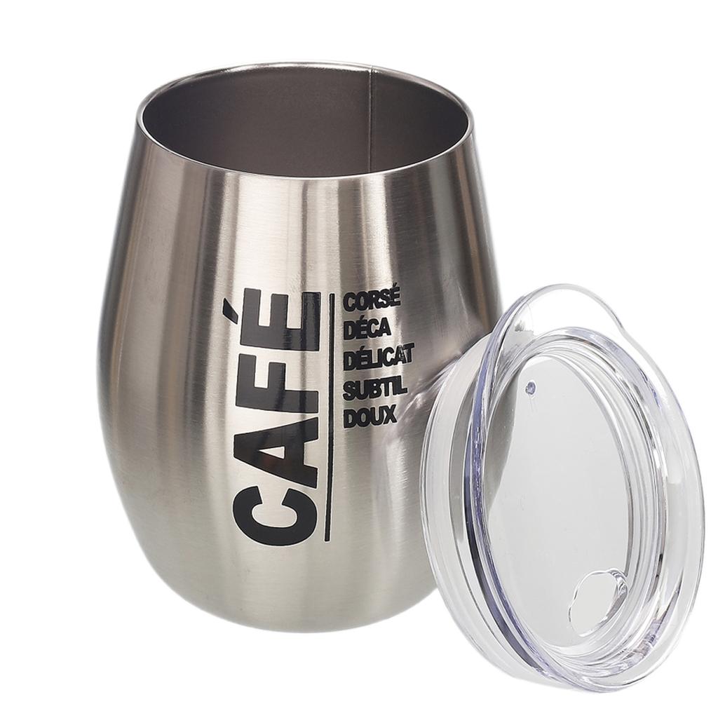 Les Trésors De Lily [A1732] - Silberner Reisebecher mit Kaffee-Design (Stahl) - 10x8cm (20cl)