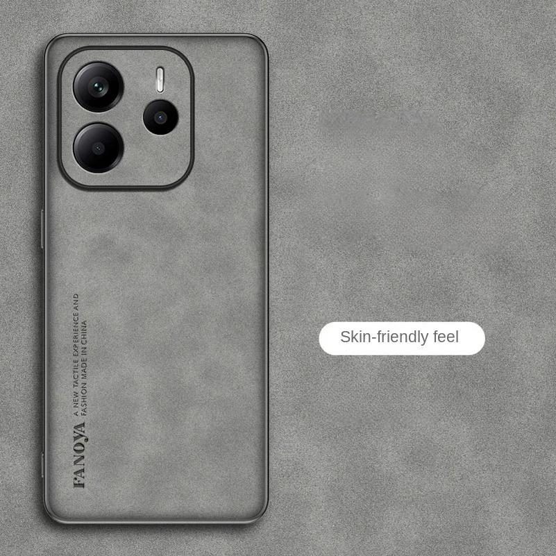 Note 14 Luxury Sheepskin Leather Silicone Phone Case For Xiaomi Redmi Note 14 Pro Plus Note 14 4G 5G Matte Anti-Shock Back Cover Bumper Shell