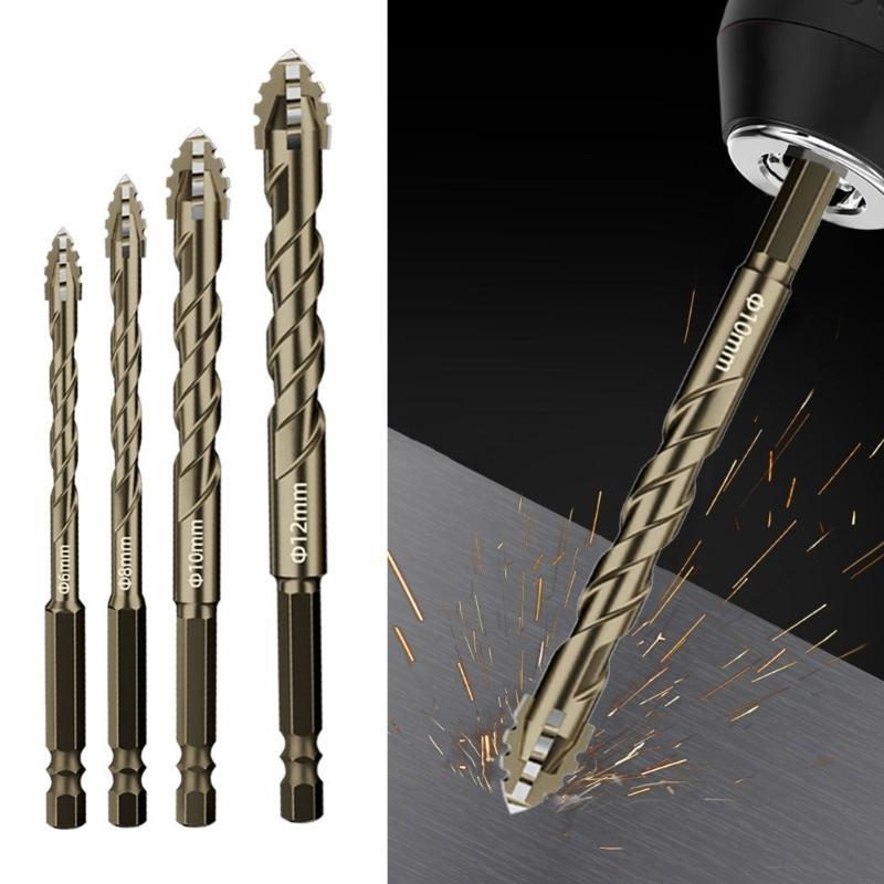 652F Upgraded Four Edged Drill Bit Professional Carpentry Tool For Glass Ceramic Concrete Brick Metal Drill Bit