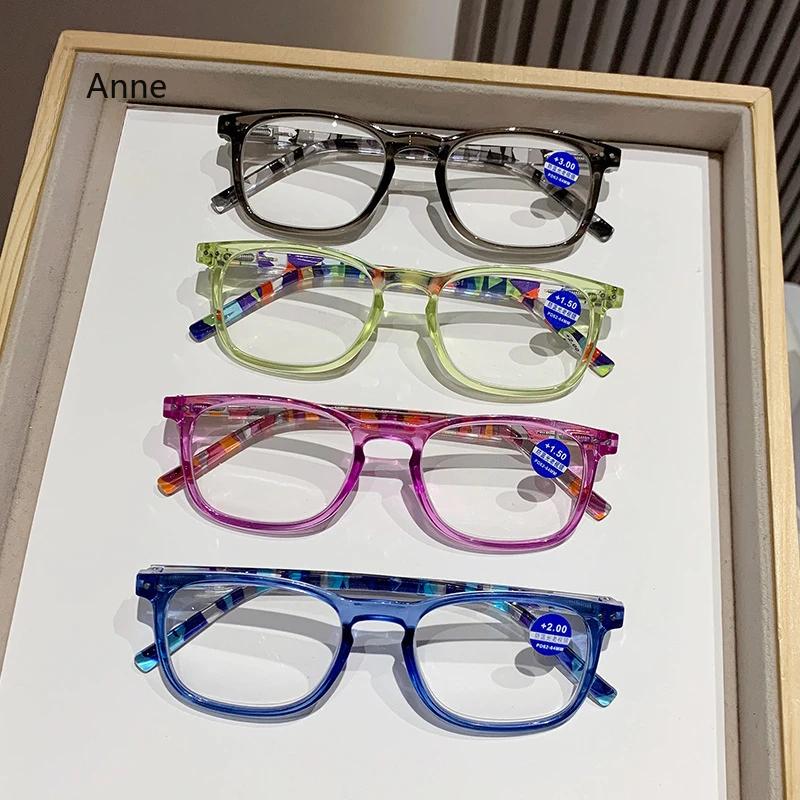 Blaulichtfilter Lesebrille Blumendruck PC-Rahmen Alterssichtigkeit Brille Mode Cat-Eye Brille Weitsichtigkeitsbrille +1.0~+4.0