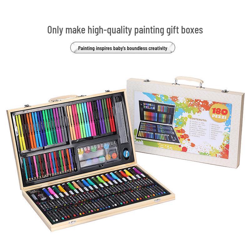 Детский набор для творчества: Смываемые акварельные маркеры, Цветные карандаши, Кисти, Мелки, Масляные пастели