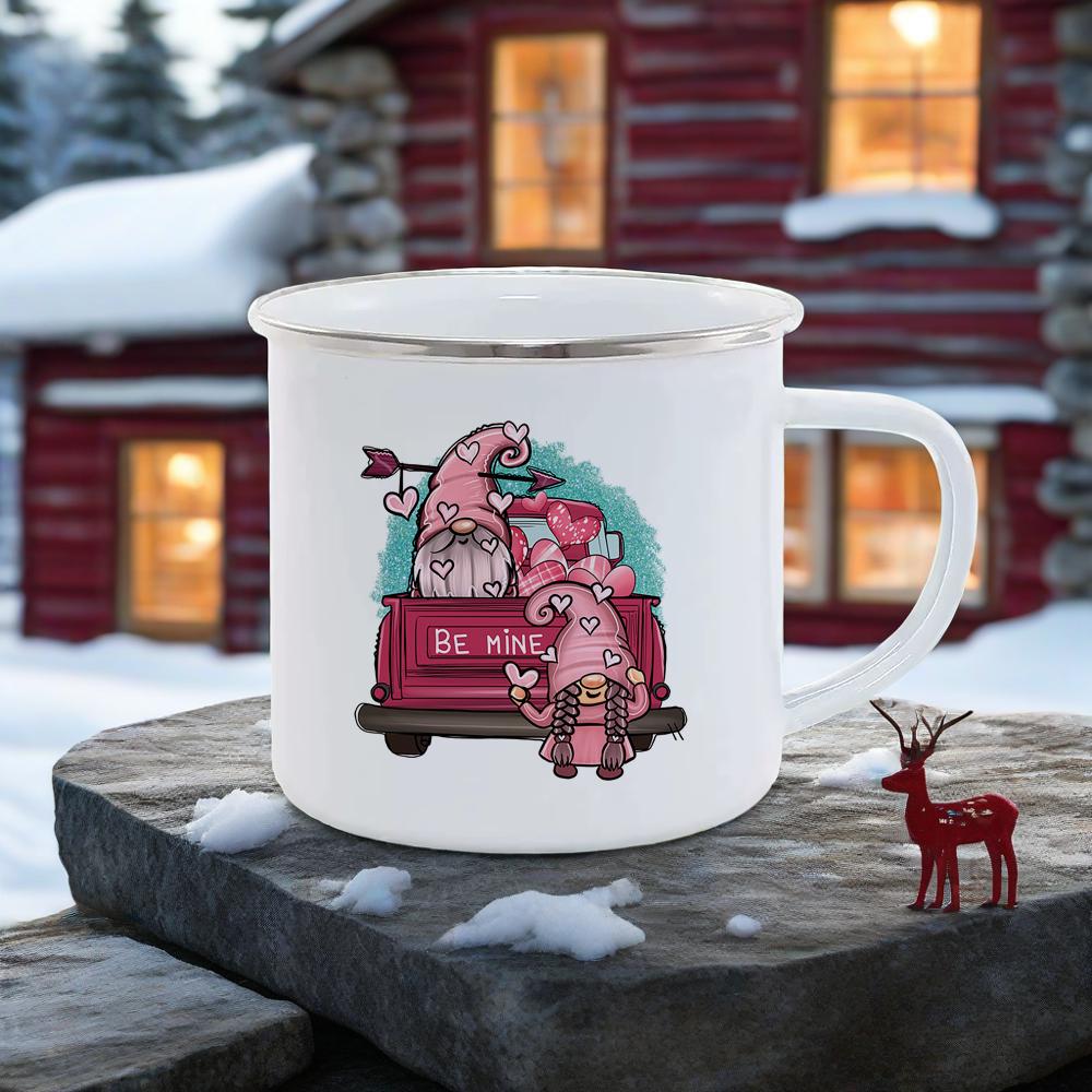 Valentine Gift Coffee Mugs For Couples Holiday Present Drinkware Breakfast Cup Pink Enamel Mug Love Milk Cups Romantic Funny Tea