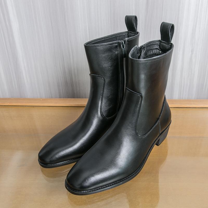 Fashion Fashion Brand Men's Pointed Breathable Side Zipper High Top Boots for Autumn New Men Comfortable Non Slip Chelsea Outdoor Boots