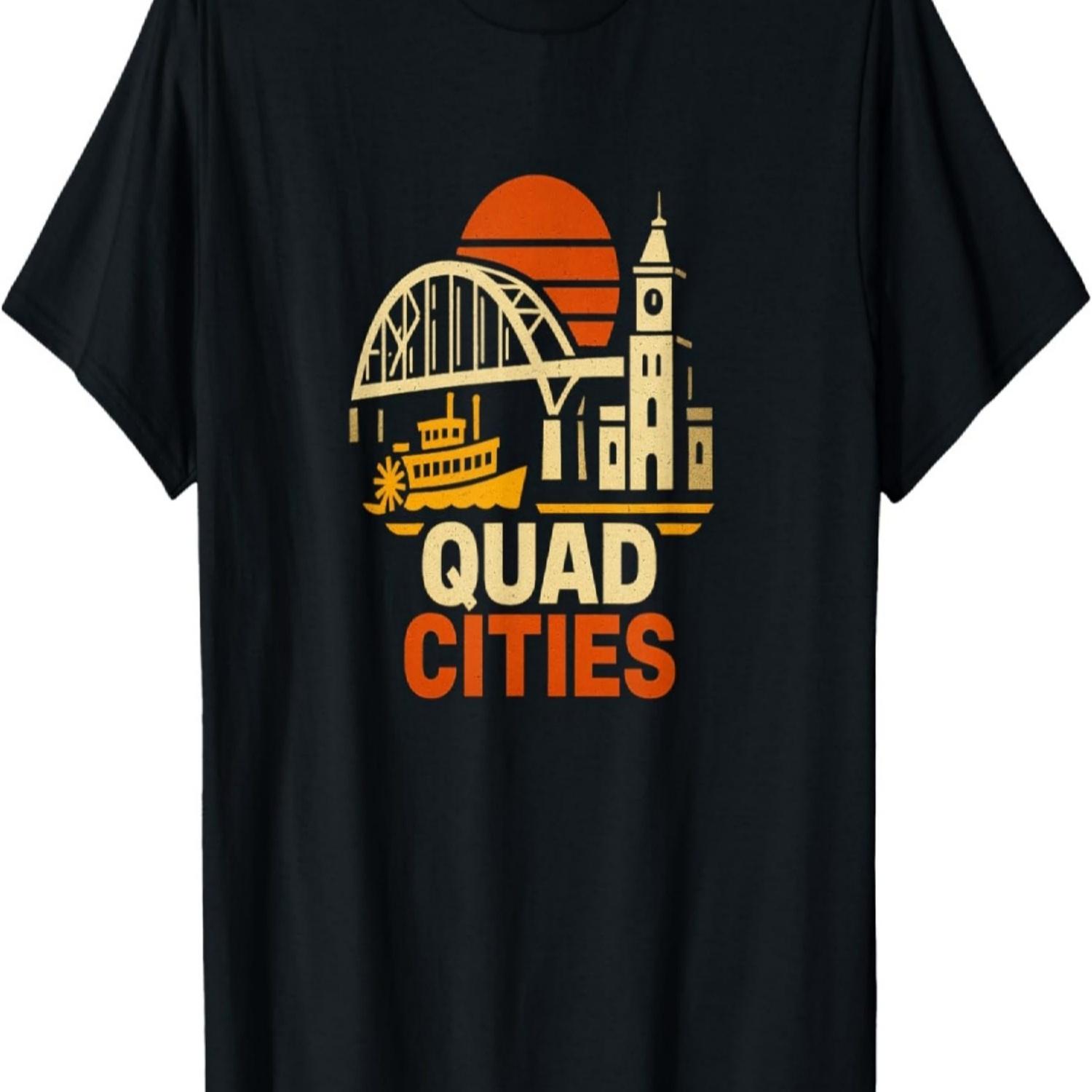 

Quad Cities Retro Sunset Design T-Shirt S чёрный