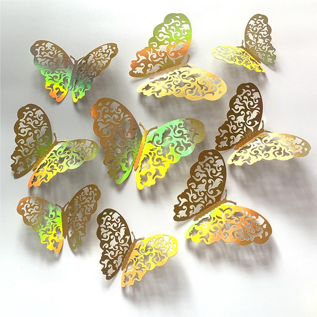 12 Pieces/Set Insect Shape Wall Sticker Hollow Decorative Glossy ulation Vivid Lifelike Home Festival Decal Ornament