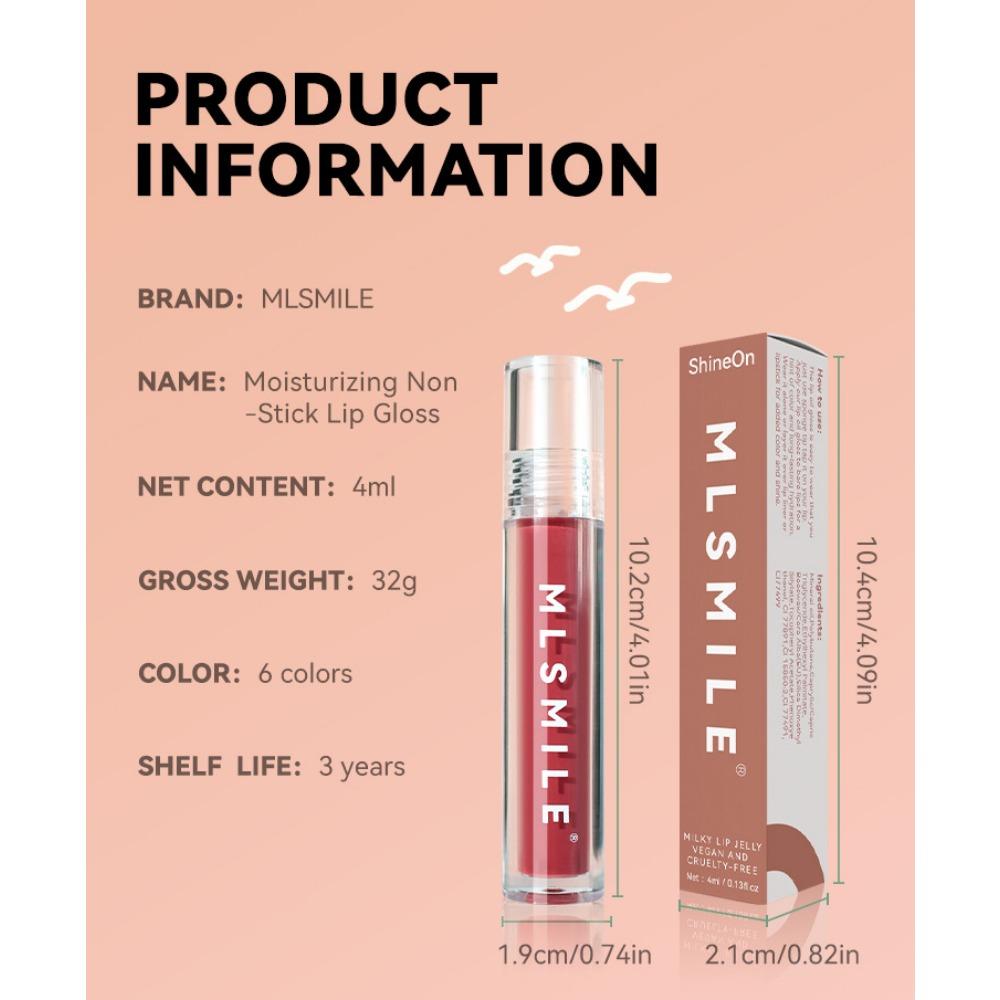 MLSMILE Mirror Glass Lip Glaze Water Light Hydratační a zvlhčující tekutá rtěnka Červená voda