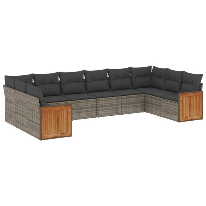 VidaXL Salon de Jardin avec Coussins 10 pcs, Canapés de Patio, Ensemble de Meubles, Mobilier de Terrasse Extérieur, Gris 3260408