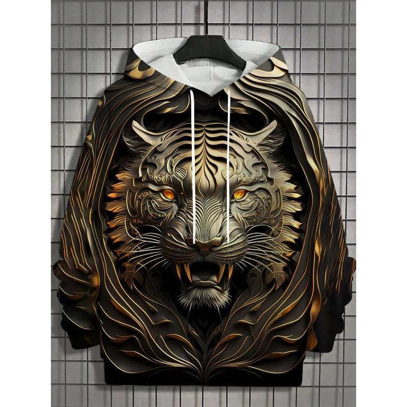 Bandana Print Men's Fashion 3D Print Hoodie Hoodies Blue Brown Crew Neck Fall Winter Designer Hoodie Sweatshirt