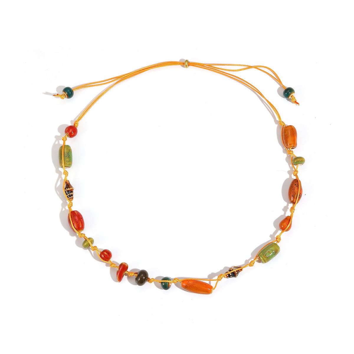 Summer Ocean Breeze Natural Stone Conch Handmade Necklace Multi Layer Bohemian Adjustable