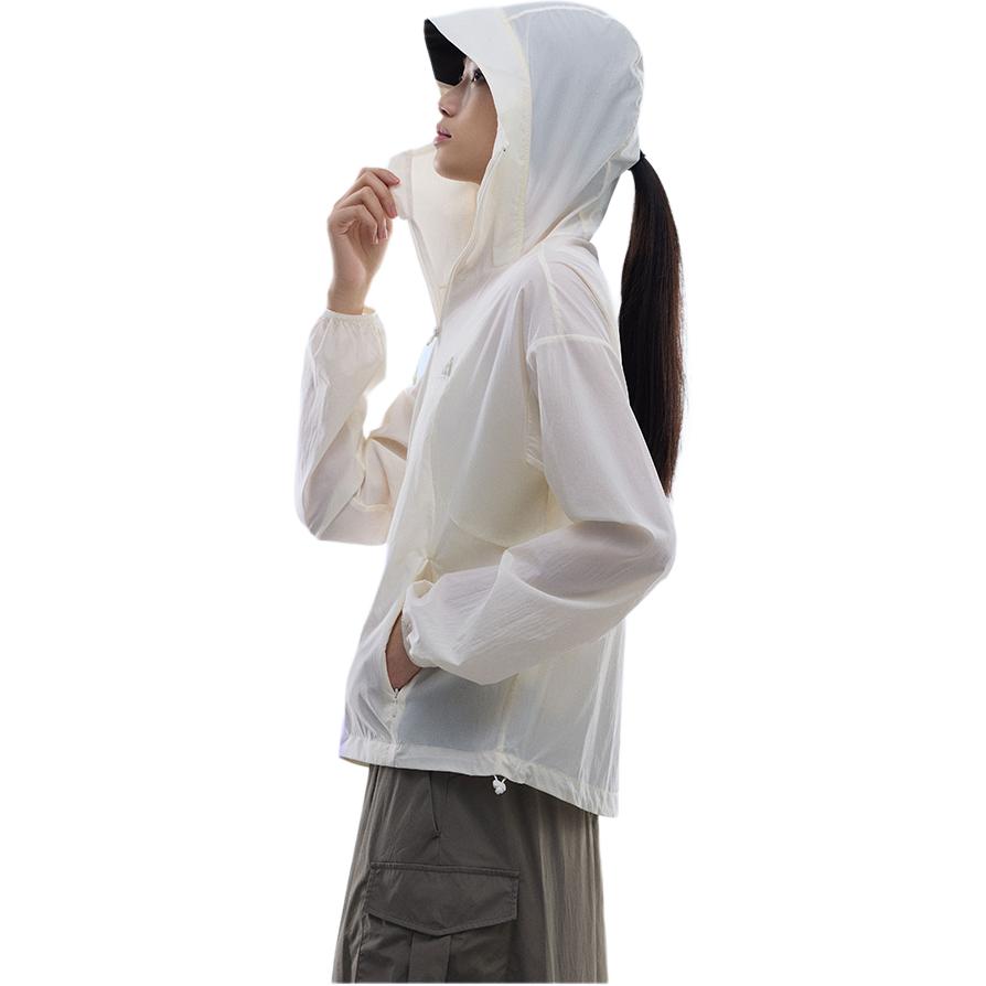 Anta Outdoor Series Solid Color Zip-Up Hooded Comfortable Breathable Versatile Loose Sun Protection Jacket Women jackets Warm-Jade-White 962526601-1