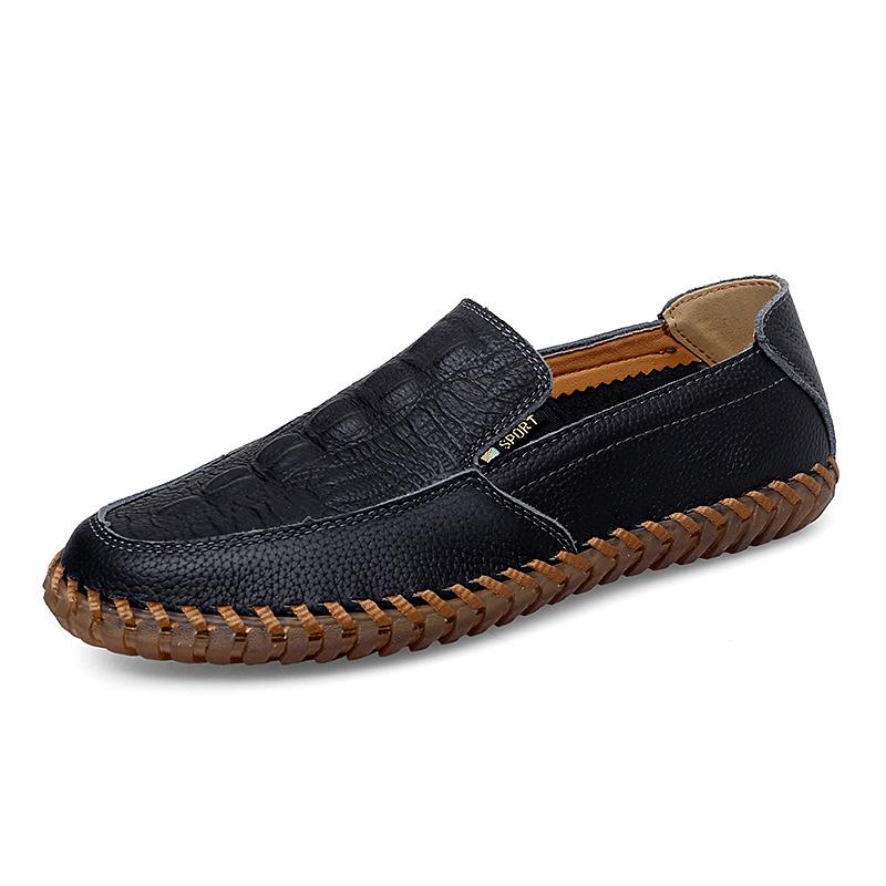 2025 Men s Crocodile Pattern Cross-Strap Moccasins - Slip-on Casual Leather Shoes 44