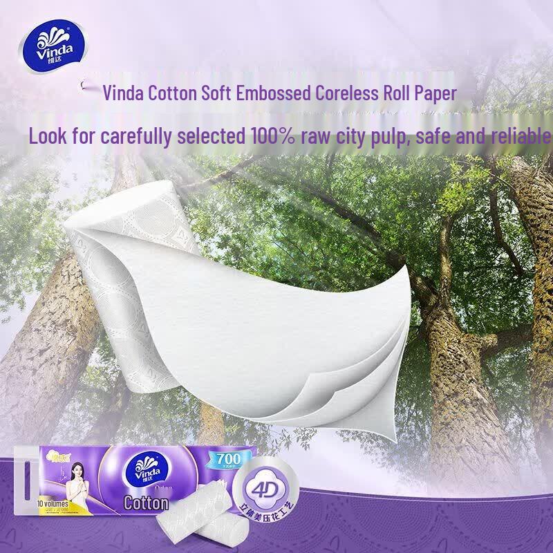 Vinda Cotton Soft 3-Ply Coreless Toilet Paper