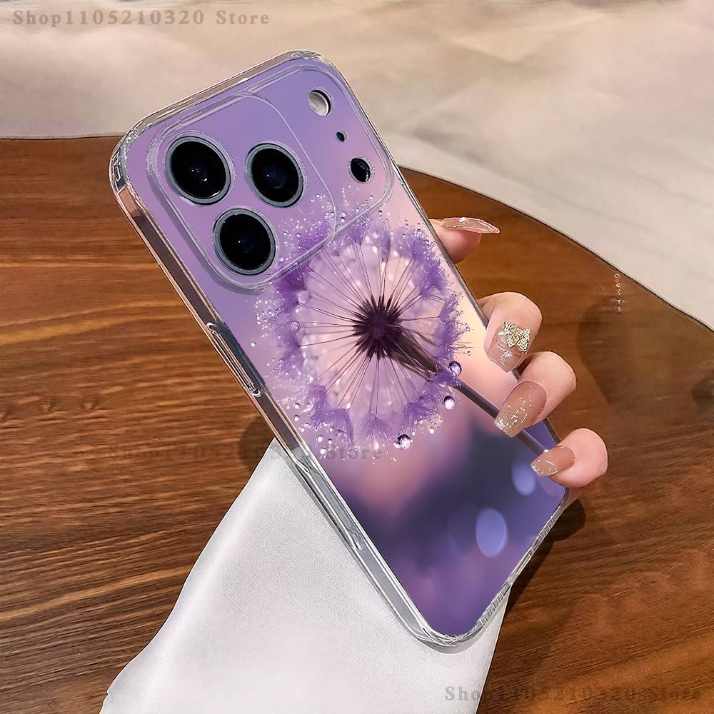 Dandelion Art Phone Case For iPhone 17,16,15,14,13,12,11 Pro,Max,Plus,XR,Mini,E Clear Full-coverage Soft Cover