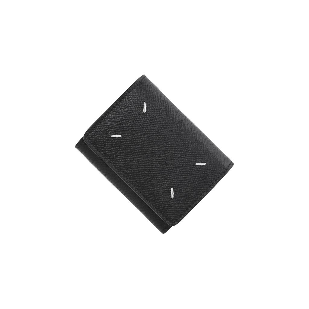 Maison Margiela Signature Four Stitch Button Closure Grain Leather Wallet Women wallet Black SA3UI0017P4745T8013