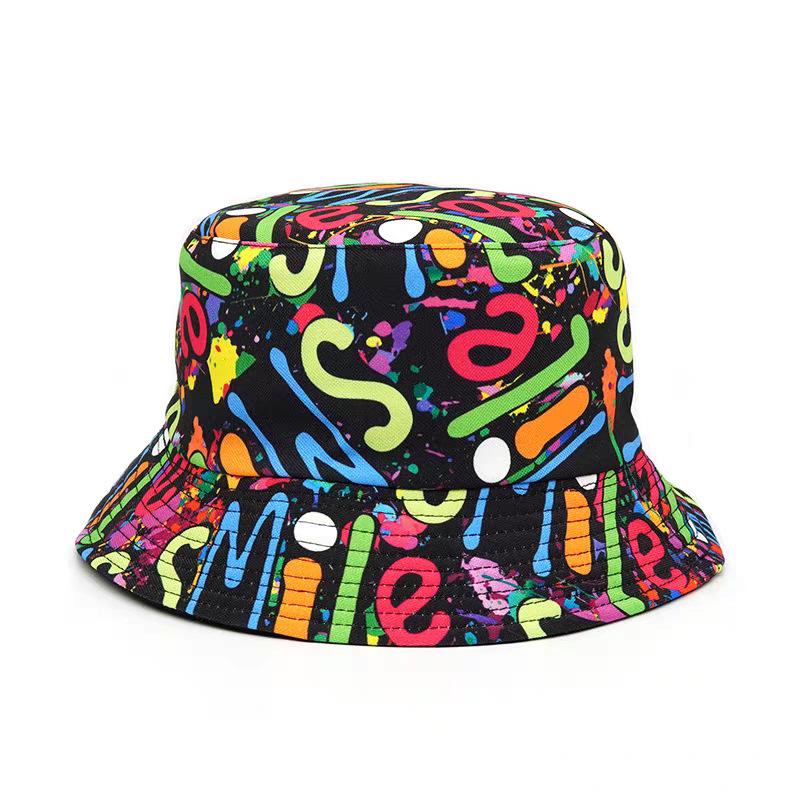 Graffiti Fisherman Hat: Retro, Double-Sided Sun Protection for Men & Women - All-Match Hip-Hop Bucket Style