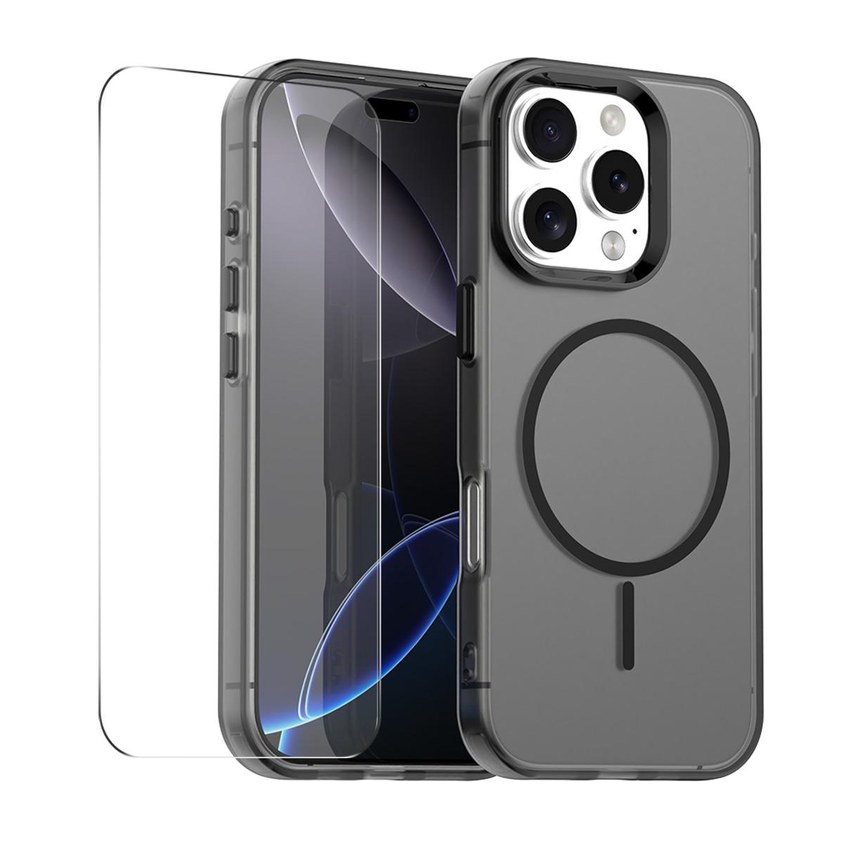 

For iPhone 14 Pro Max Case with 9H Tempered Glass ENKAY HAT PRINCE PC TPU Phone Cover Compatible with MagSafe