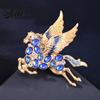 Rhinestone Horse Jewelry Brooch Colorful Shiny Enamel Wings Galloping Fantasy