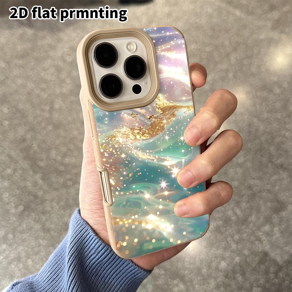 Phone Case: 2D Flat Lambskin Suitable for iPhone 18 17 16 15 14 13Pro Protective Case, Wave Shell, Colorful Fluid, Christmas and Halloween Gifts