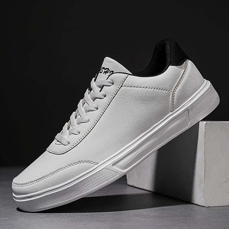 YRZL White Leather Women's Shoes Casual Men's Shoes Fashion Sneakers Mens Flat Shoes Comfortable Vulcanized Non-slip Board Shoe