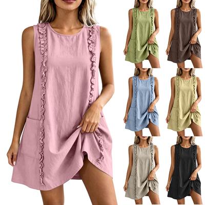 Sleeveless Ruffle Trim Tank Dress for Women Loose Fit Sundresses for Women Spring Dresses for Women Vacation Outfits for Women
