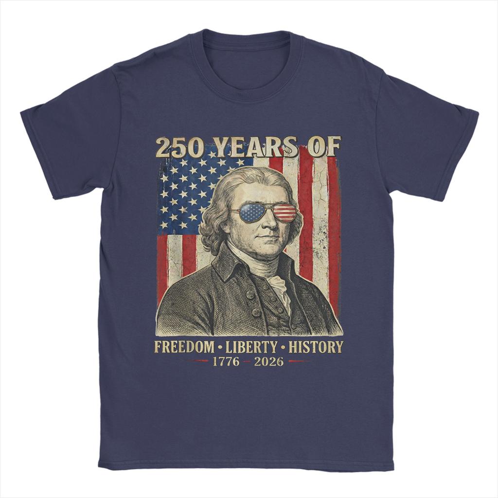 250 Years of Freedom Liberty History Thomas Jefferson Retro TShirt Summer Hippie T Shirts Men Cotton Crewneck Oversize Top Tees