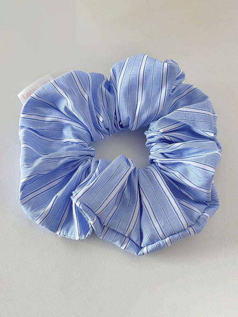New Scrunchies Striped Blue Color Large Size Hair Ties Fresh Sweet Elastic Hair Band Women Hair Accessories