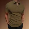Men's Summer Sports Fitness T-shirt Fashion Casual Solid Color Half Zip Men's T-shirt