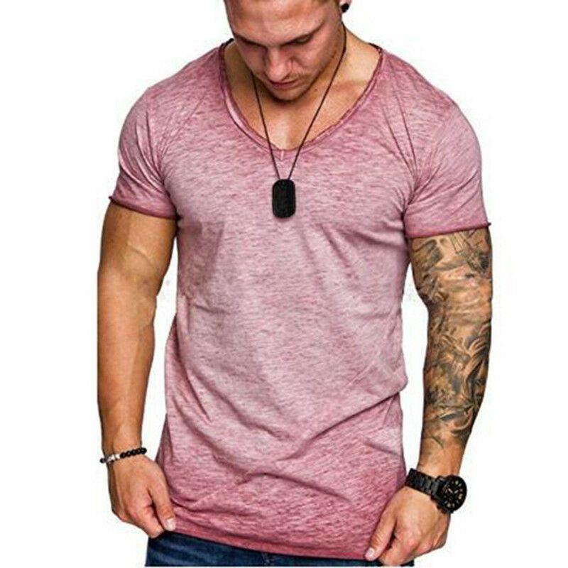 Fashion Men's Casual Tops V-neck T-shirt With Slim Fit And Premium Cotton Blend