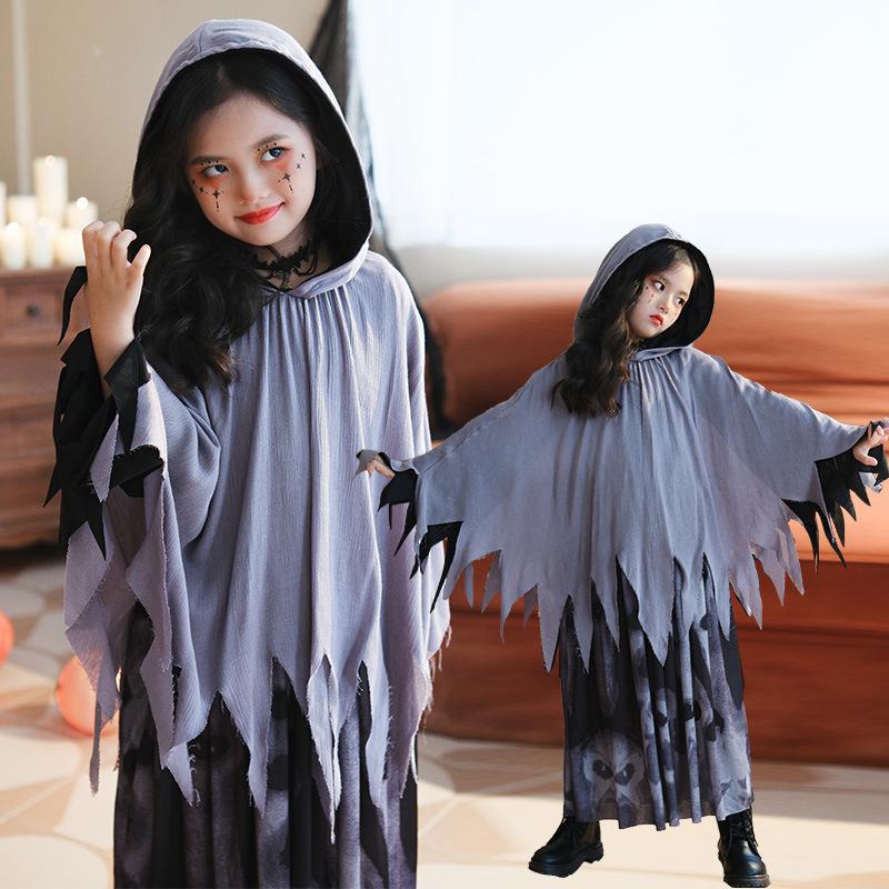 Halloweenské dětské kostýmy plášť plášť čarodějnice kostým Smrtky vtipné převleky výkonnostní kostýmy dětské oblečení