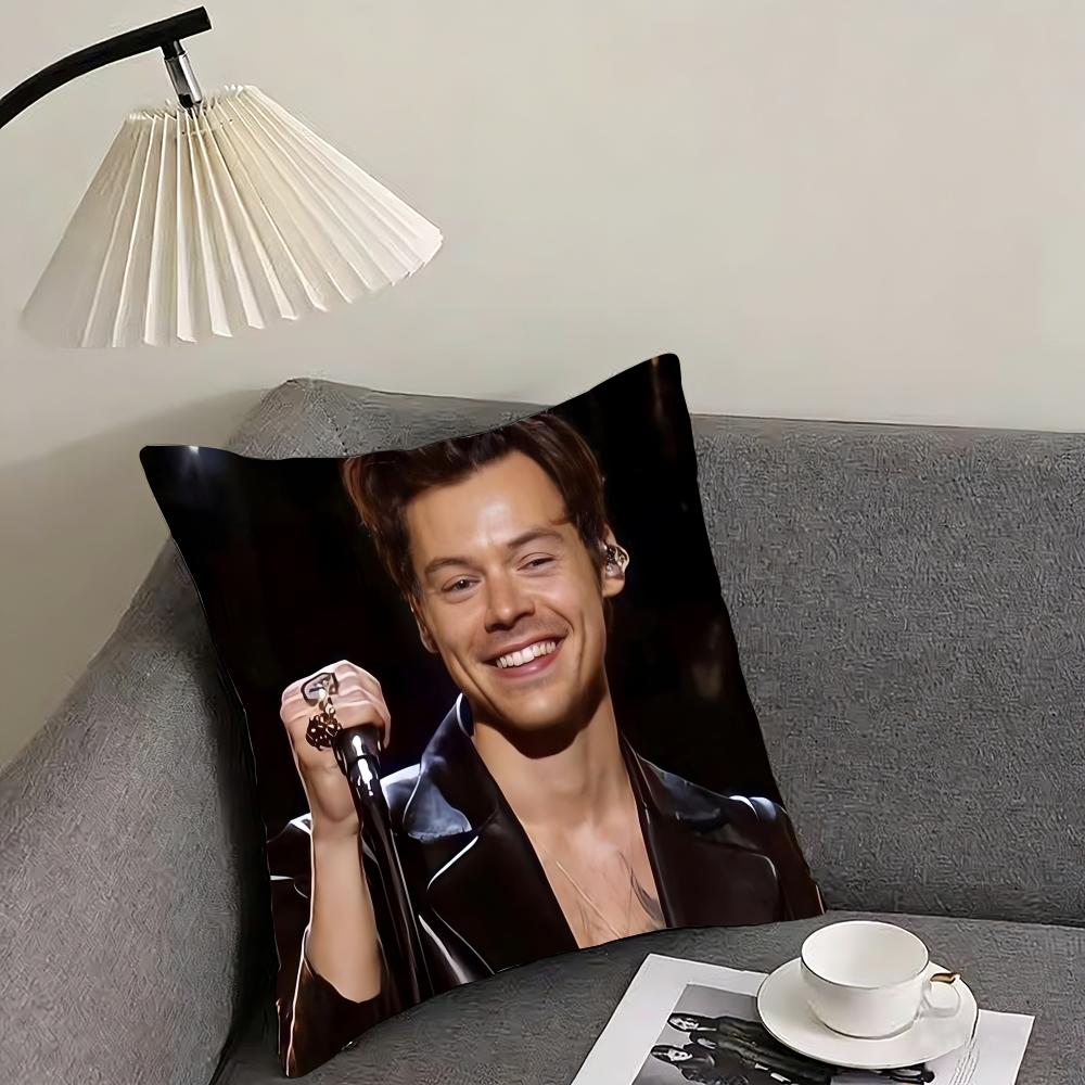 Styles H-Harry Styles British singer Cushion Cover Reversible Plush Pillow Cover – For car, sofa, bedroom, perfect as a gift.