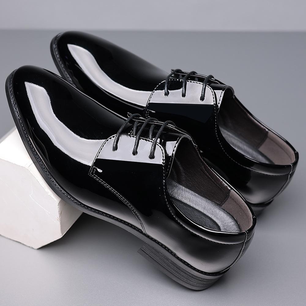 2025 Spring Men's Large Size Formal Black Leather British Business Wedding Shoes