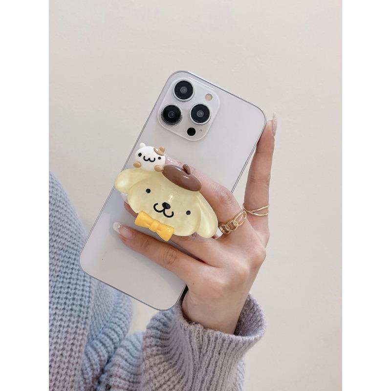 Glow-in-the-dark Sanrio Mobile Phone Air Cushion Stand Kurome Melody Back Sticker Telescopic Stand Desktop TV Drama Artifact