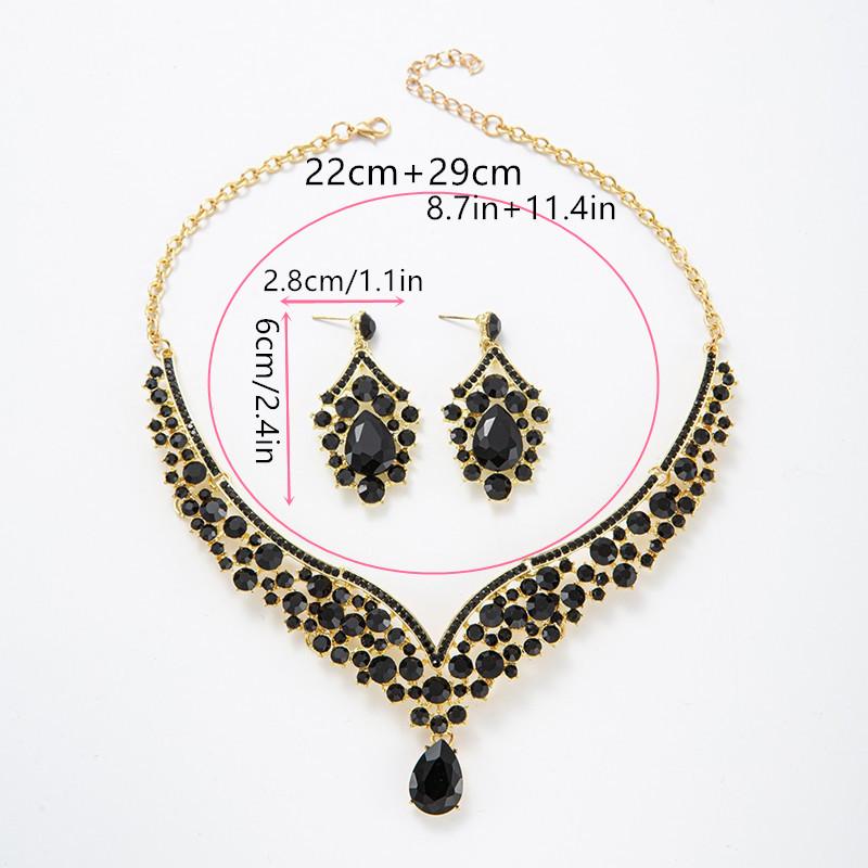European & American Crown Necklace & Earrings Alloy Jewelry Set for Brides