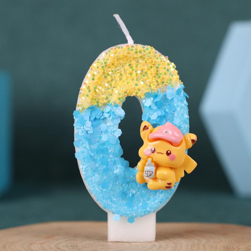 Creative Cartoon Number Birthday Candle Cake Party Decoration Handmade Pikachu Birthday Candle