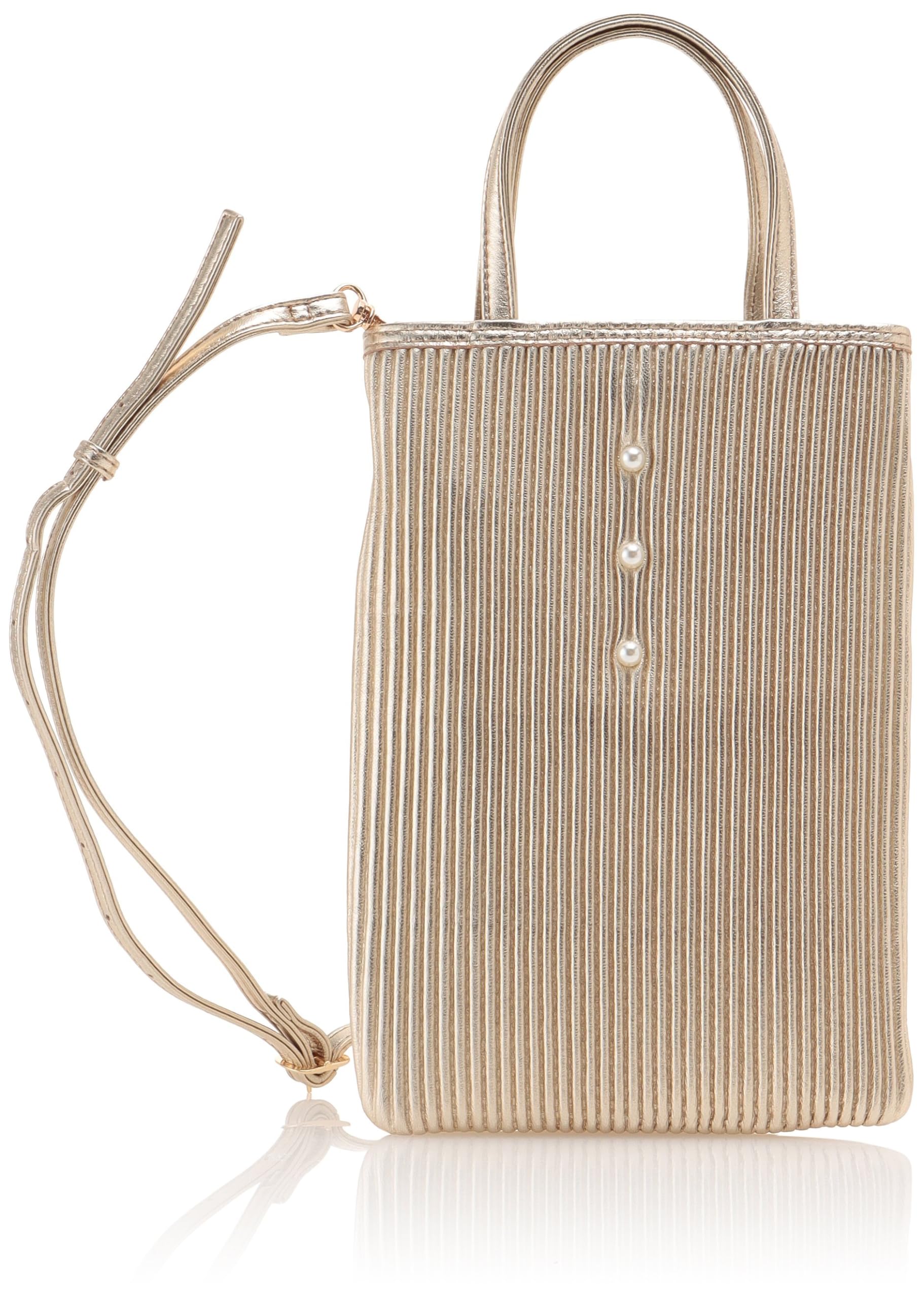 

[Perke] Sheepskin pleated 2-way mini shoulder bag with pearls