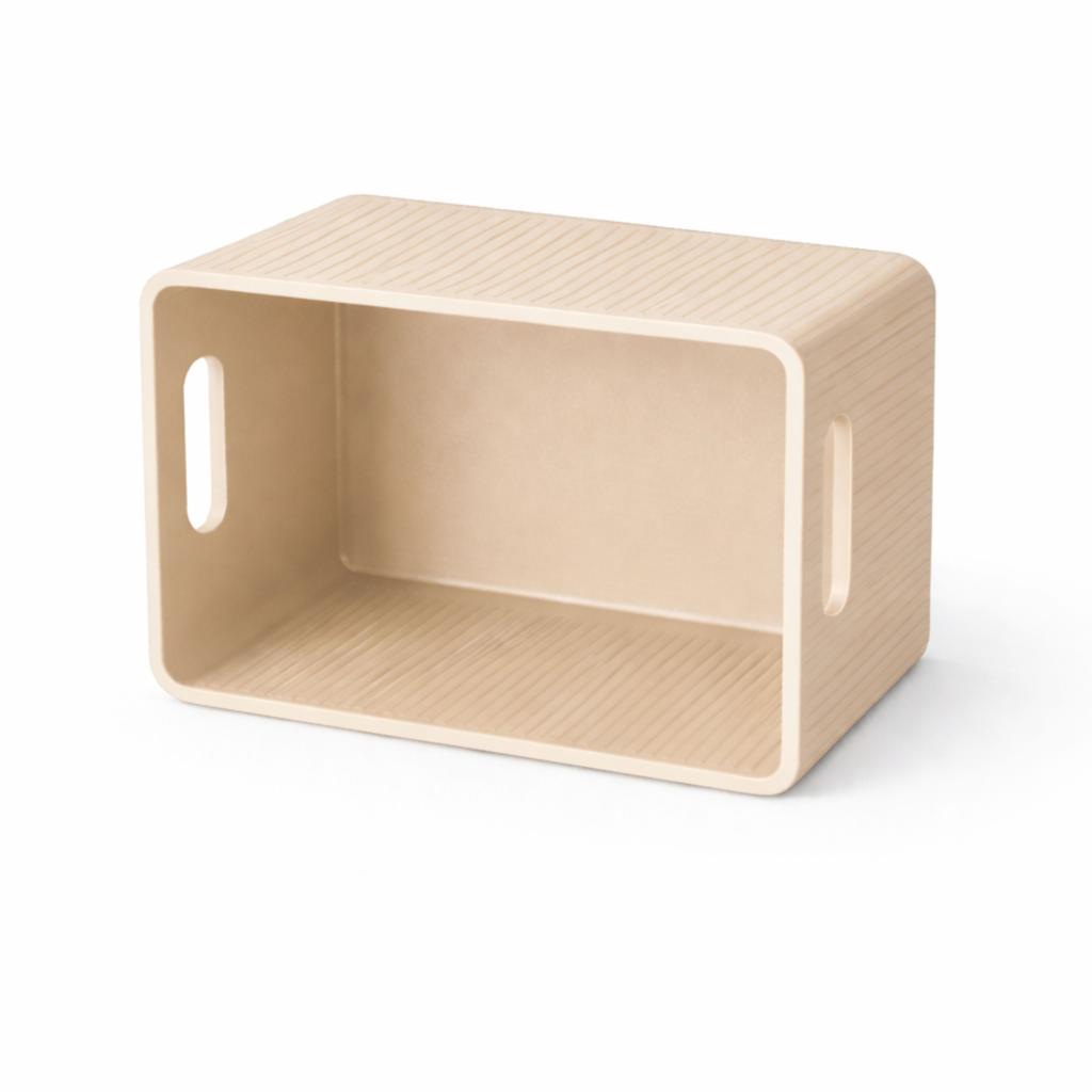 Beige Organizer Container with Holders for Small Items, Cables, Office