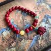 Chinese Style Cinnabar Elephant Bead Bracelet - Cultural Prayer Hand Ornament for Women