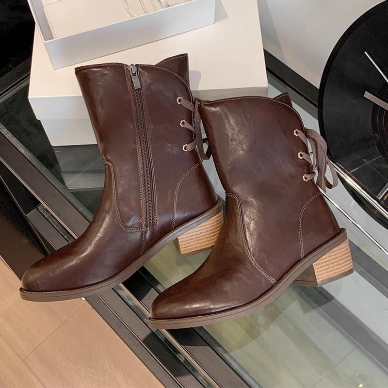 

Women s Boots Pointed Toe Designer Heels Shoes Winter Fashion Chelsea Boots New Walking Pumps Lace Up Dress Ladies Boots 40