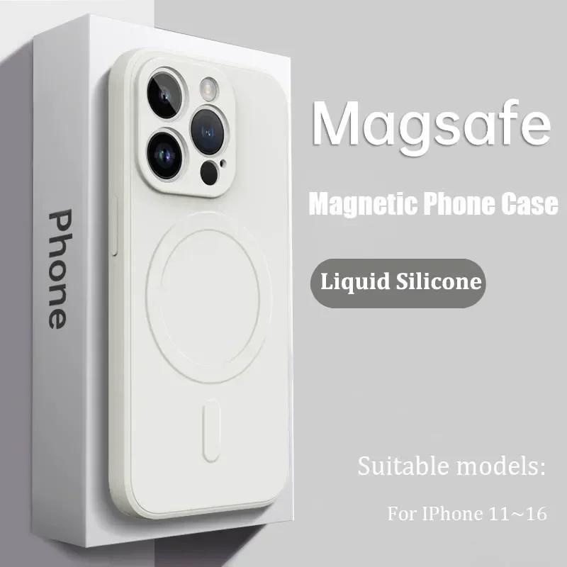 Luksusowe etui z płynnego silikonu Soft Case z MagSafe na iPhone 16 15 14 13 12 17 Pro Max Plus Magnetyczna osłona do ładowania bezprzewodowego
