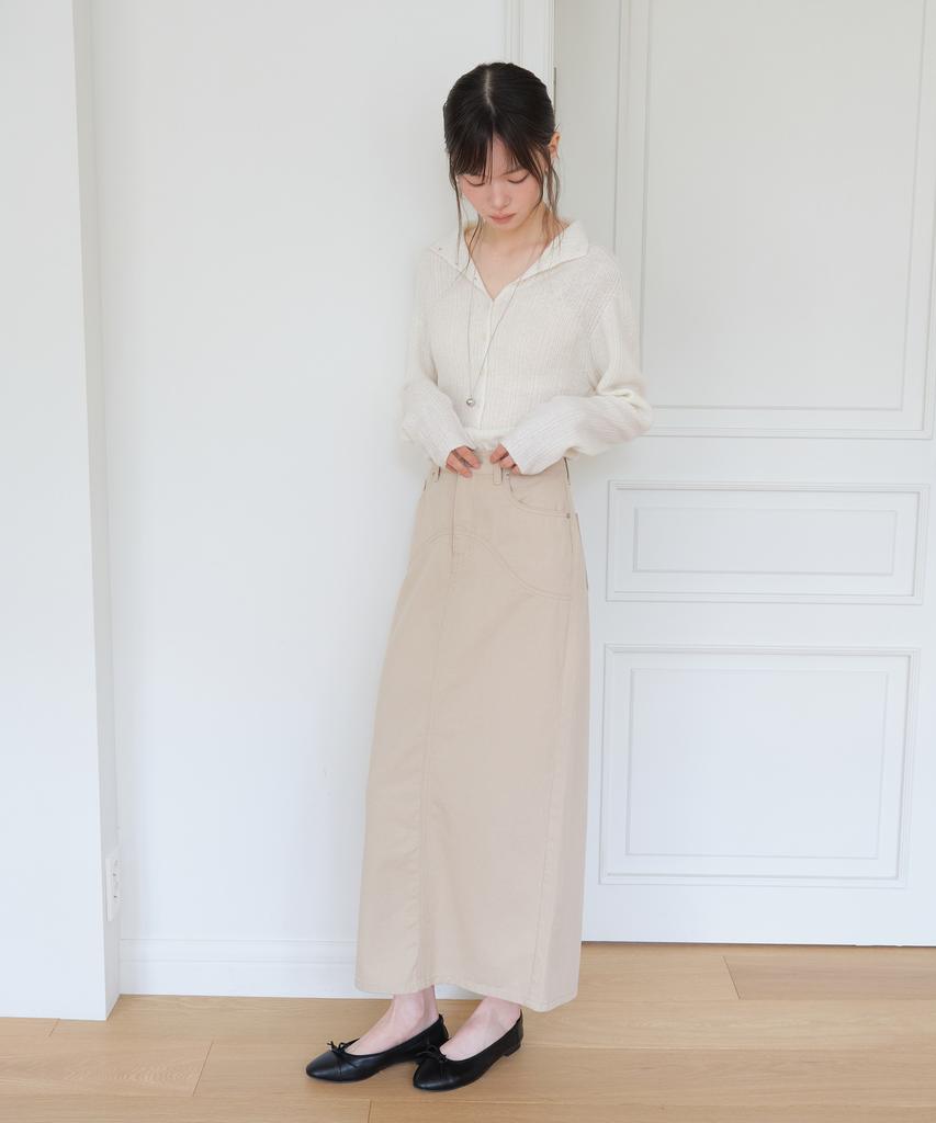 Yeoppe Wave Cotton Skirt_Beige